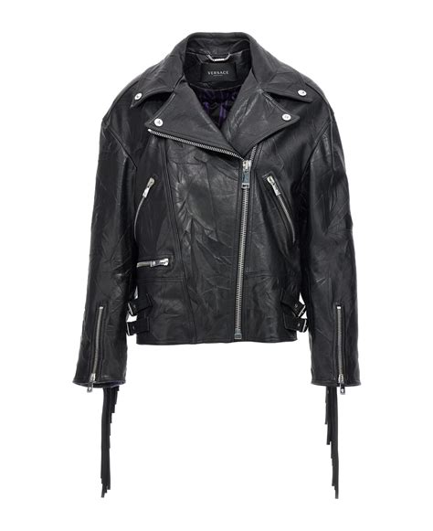 versace dauenjacke meinung|Versace black leather jacket.